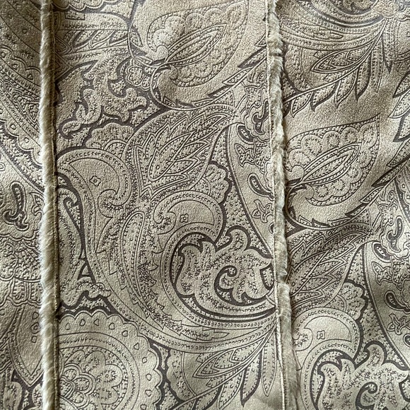 eStudio Faux Fur Beige Suede Jacket with Floral Print Size Medium - Picture 12 of 13